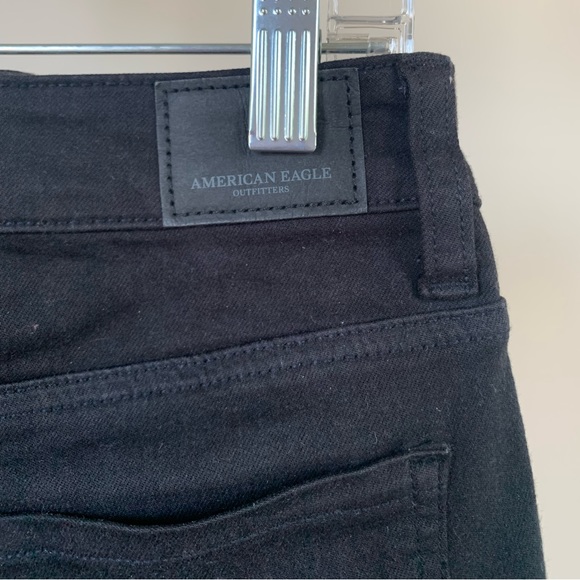 AMERICAN EAGLE BLACK SUPER STRETCH DISTRESSED DENIM MINI SKIRT, SIZE US 2 SHORT - Picture 6 of 8